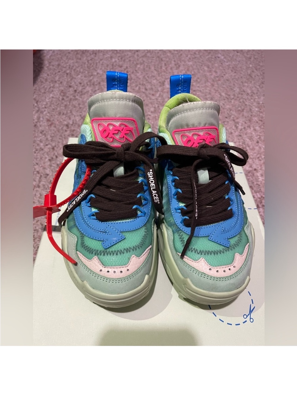 Off-White Multicolor Sneakers in Blue, Green & Pink